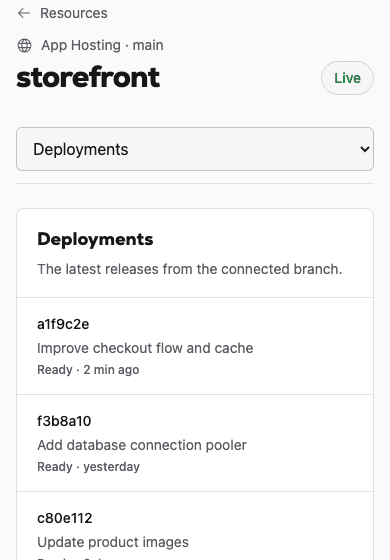 Host Little App Hosting deployment history